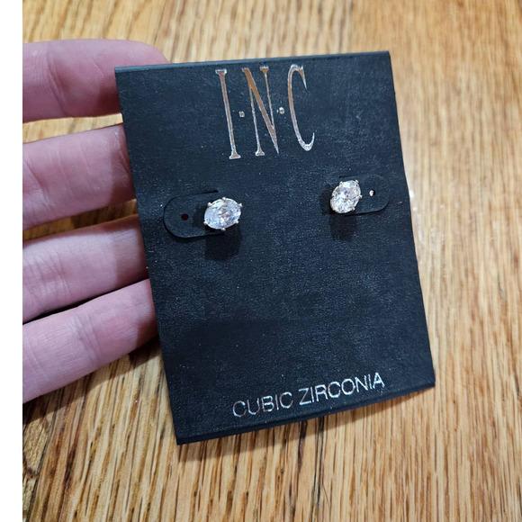 NWT! INC INTERNATIONAL CONCEPTS Cubic Zirconia Oval Stud Earrings - Picture 3 of 5